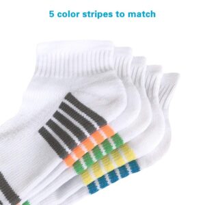 BERING Men's Ankle Socks Running Athletic Quarter Socks, White, Size 9-12, 6 Pairs