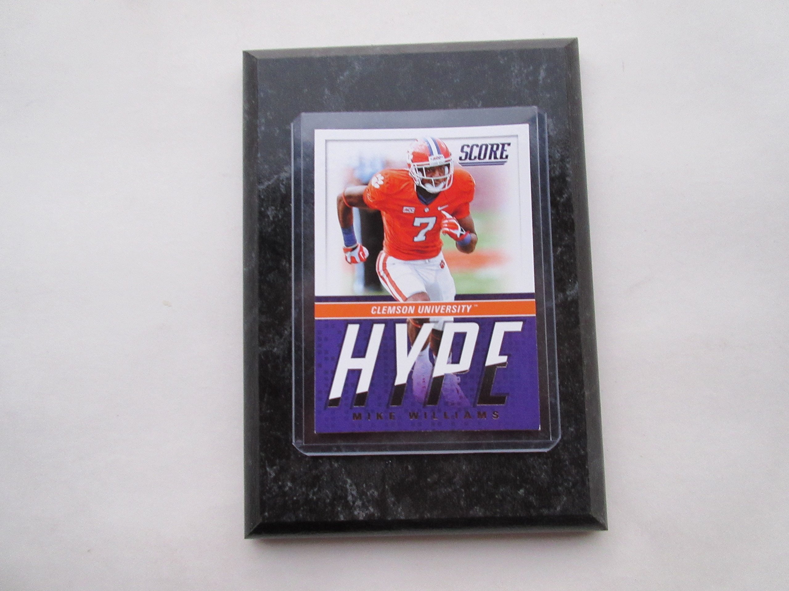 MIKE WILLIAMS CLEMSON TIGERS - L.A. CHARGERS 2017 SCORE ROOKIE HYPE CARD MOUNTED ON A "4 X 6" BLACK MARBLE PLAQUE