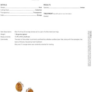 Sterling Silver and Baltic Honey Amber Stud EarringsMonique\