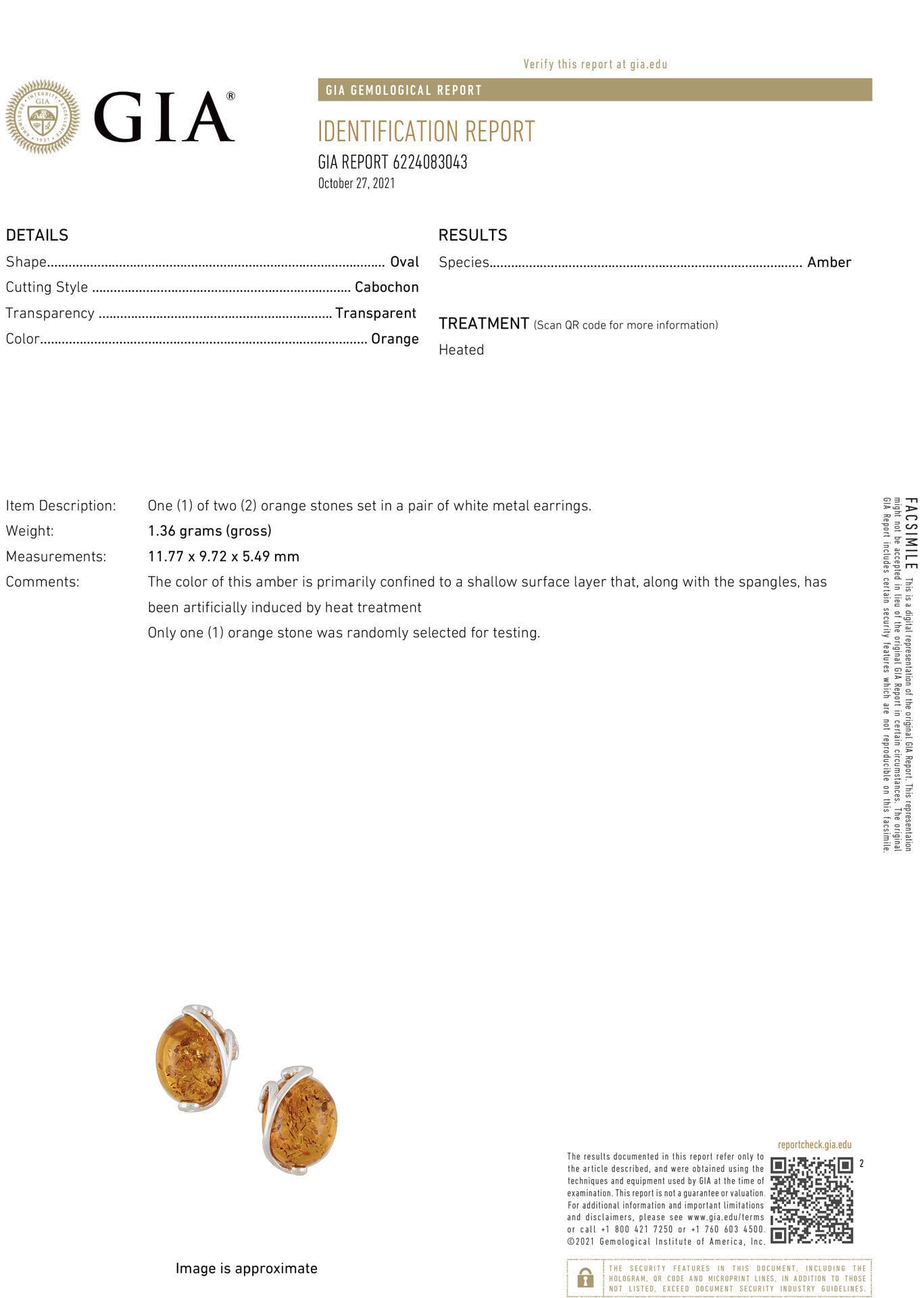 Sterling Silver and Baltic Honey Amber Stud EarringsMonique\