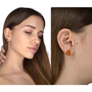 Sterling Silver and Baltic Honey Amber Stud EarringsMonique\