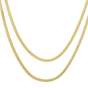 metaltree98 Fashion Born to Shiny 14K Gold Plated 5 mm 20" / 24" 2 PC Set Herringbone Chain Necklace