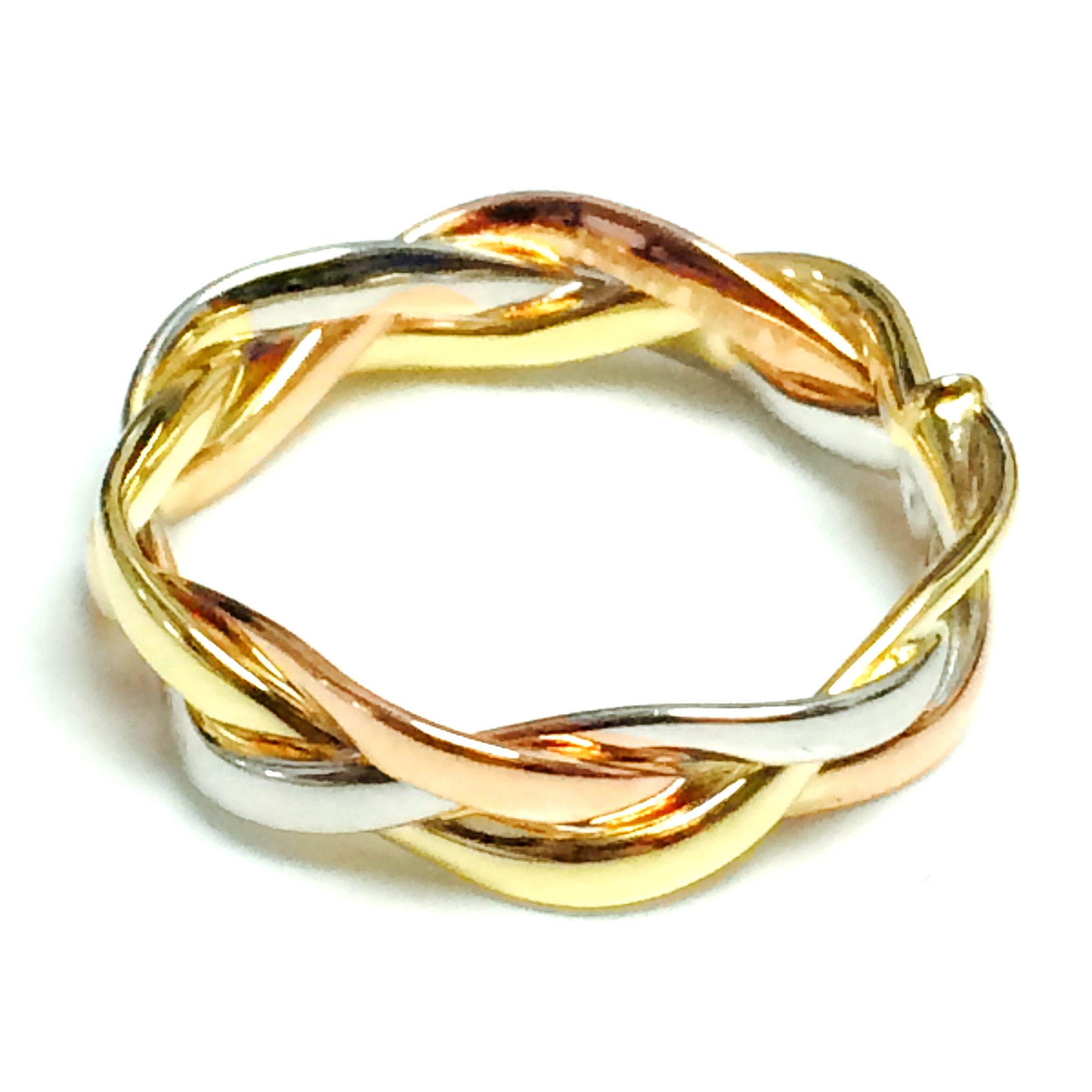 Jewelry Affairs 14K Tri-Color Gold Intertwined Braided Ring, 5mm, Size 7