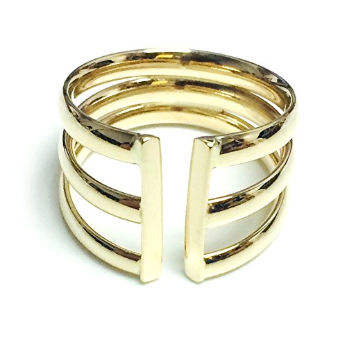 14k Yellow Gold Triple Open Band Ring, Size 8