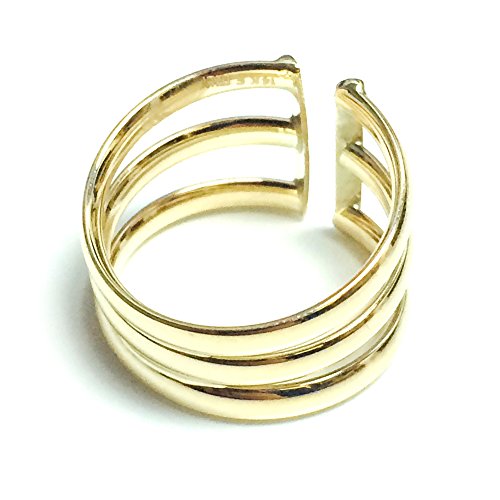 14k Yellow Gold Triple Open Band Ring, Size 8