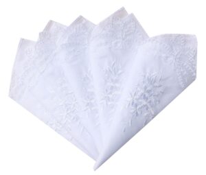 mileymarla womens cotton handkerchiefs flower embroidered lace ladies hankies 6pcs