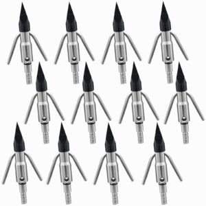 fishing arrow heads points bowfishing broadheads bow fish tips 225 grain removeable head archery hunting screw tips for compound bow,crossbow and recurve bow (12pcs)