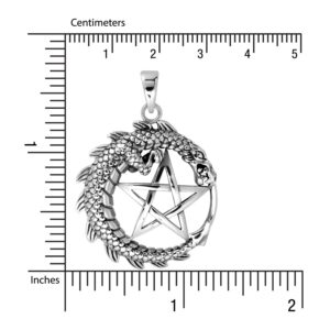 WithLoveSilver 925 Sterling Silver Pentacle Dragon Wing Pendant