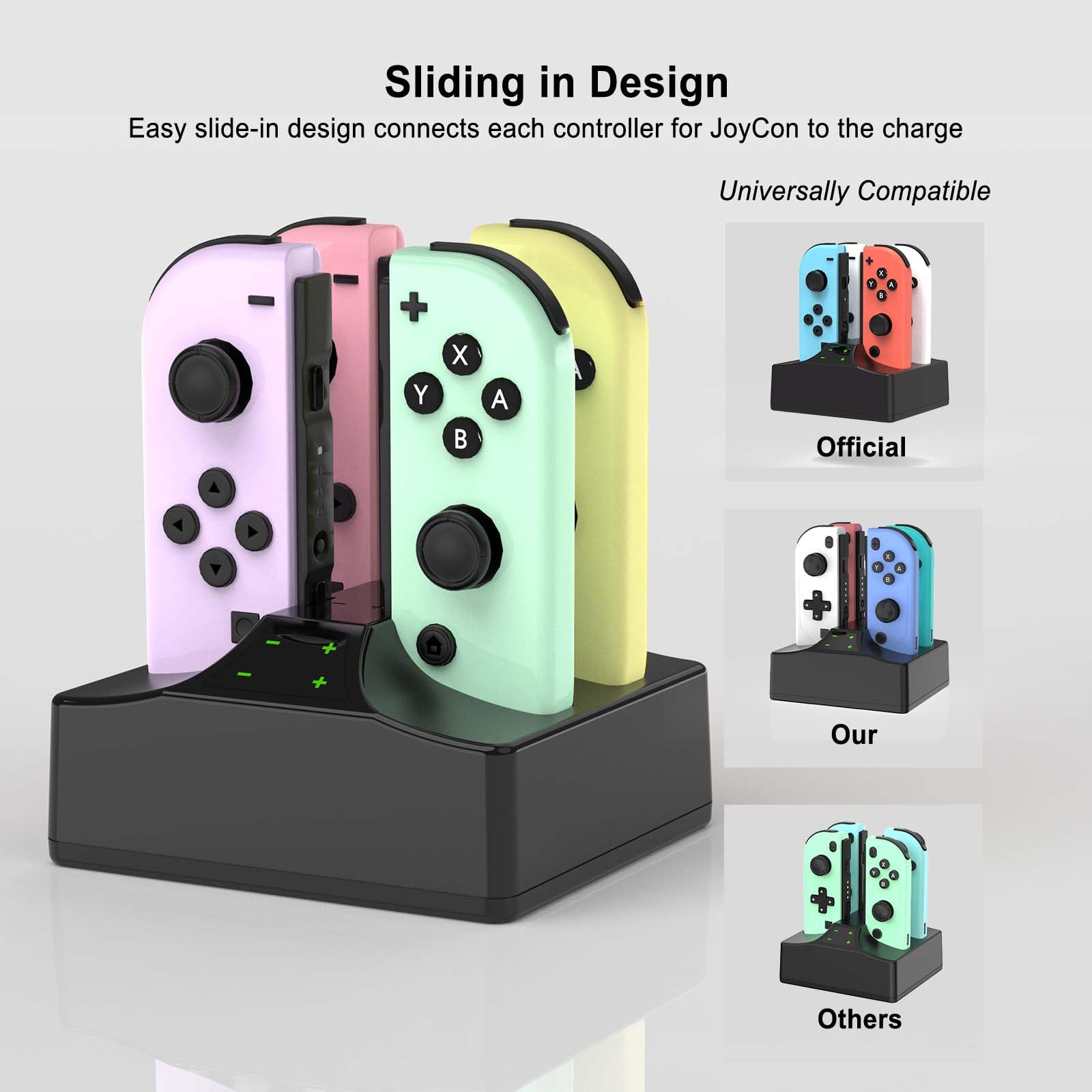 Joycon Charging Dock for Nintendo Switch & Switch OLED, YCCSKY Charger Station for Switch Joy-con with a USB Type-C Charging Cable