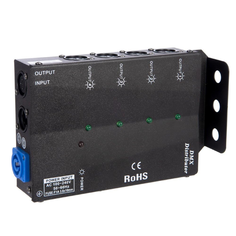 MFL. 4-Way Isolated DMX Splitter Amplifier Distributor with 3-Pin Outputs