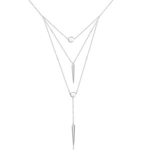 s925 sterling silver multilayer layered connected long y triple pendant necklace for women