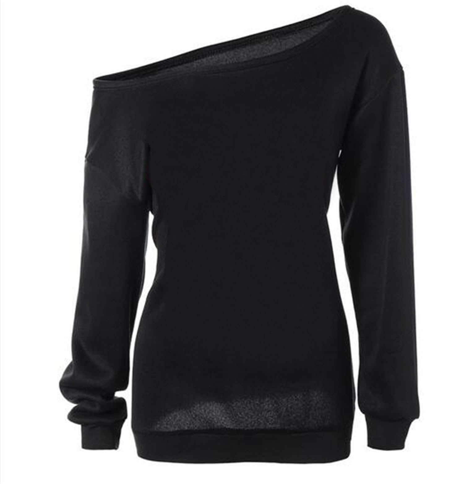 Dutebare Women Off Shoulder Sweatshirt Slouchy Shirt Long Sleeve Pullover Tops Black a M