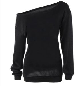 lymanchi women wide neck sweatshirt off shoulder long sleeve casual loose shirts 107 black xl