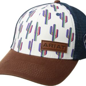 Ariat Women's Serape Cactus Mesh Snap Cap, White/Blue, One Size