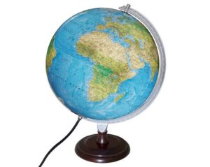 replogle toledo blue ocean illuminated desktop globe with hardwood cherry finish base (12"/ 30cm diameter)