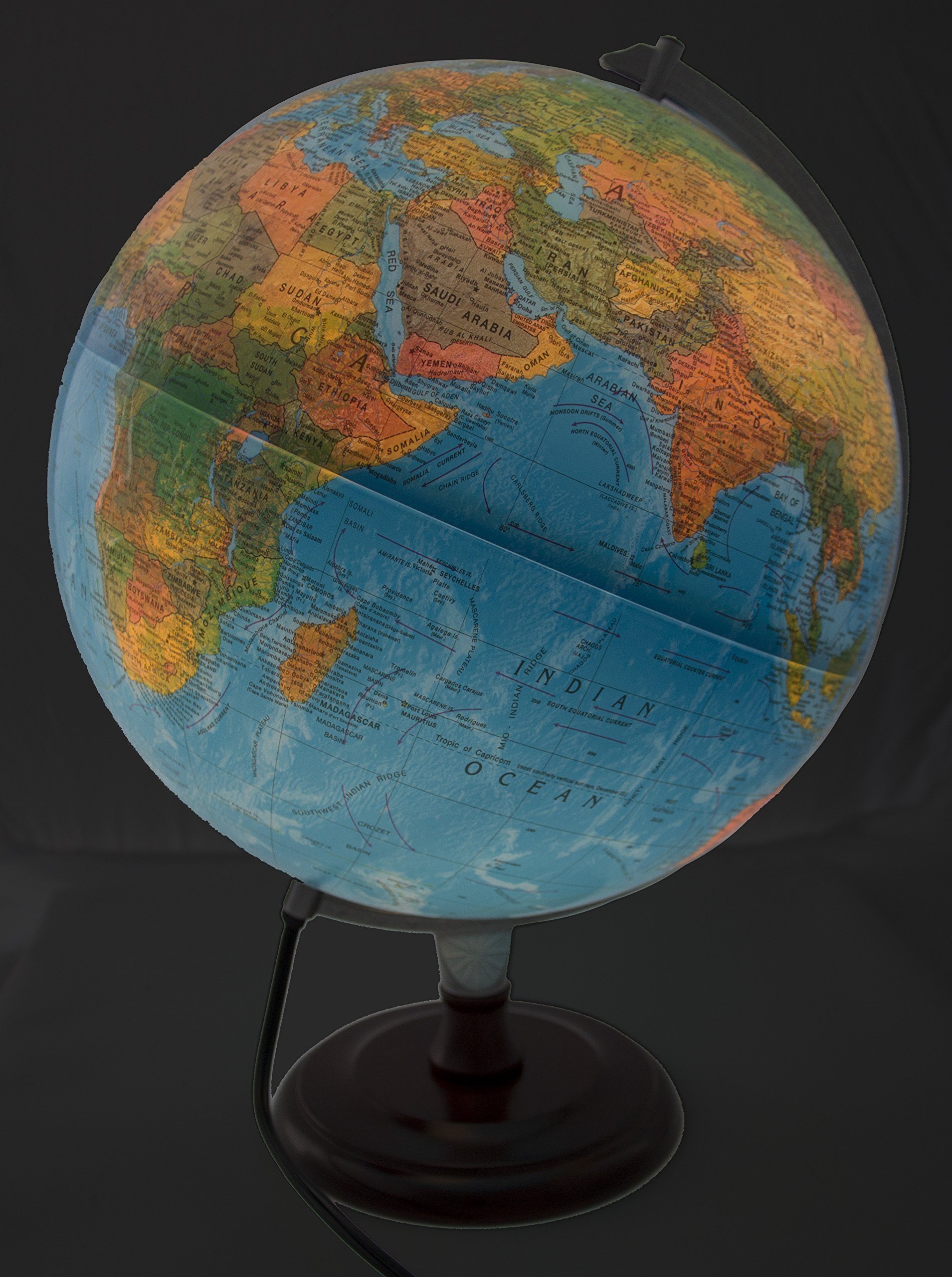 Replogle Toledo Blue Ocean Illuminated Desktop Globe with Hardwood Cherry Finish Base (12"/ 30cm diameter)