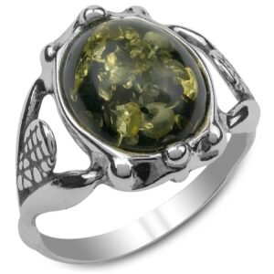 ian and valeri co. green amber sterling silver classic round ring