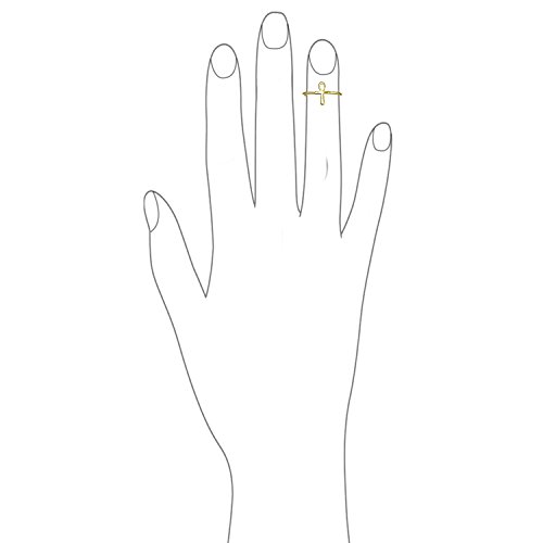 Minimalist 14K Gold Plated .925 Sterling Silver Midi Knuckle 1MM Band Stackable Ankh Cross Egyptian Symbol Of Life Ring