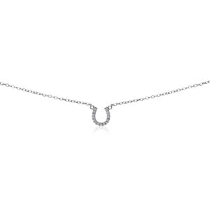 b. brilliant sterling silver necklace for women cubic zirconia horseshoe necklaces for stacking holiday birthday