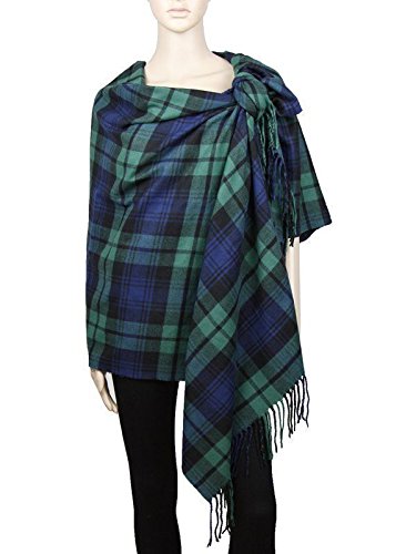 NY GOLDEN FASHION Women Oversized Scottish Clan Tartan Plaid Cashmere Feel Shawl Wrap Winter Scarf (Green Tartan)