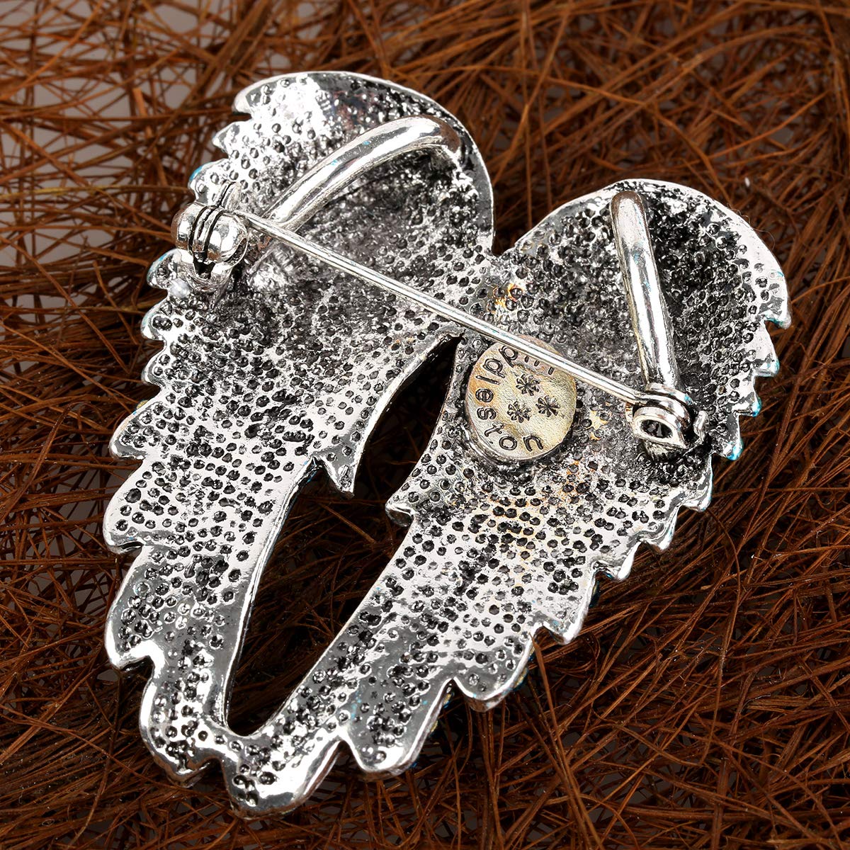 YACQ Women's Guardian Angel Wing Brooch Pins & Pendants 2 in 1 - Scarf Holders - 2 x 1 inch - for Blouse Jacket Coat Scarf Shawl Hat Bag