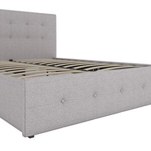 DHP Rose Upholstered Platform Bed with Underbed Storage Drawers and Button Tufted Headboard and Footboard, No Box Spring Needed, Full, Gray Linen