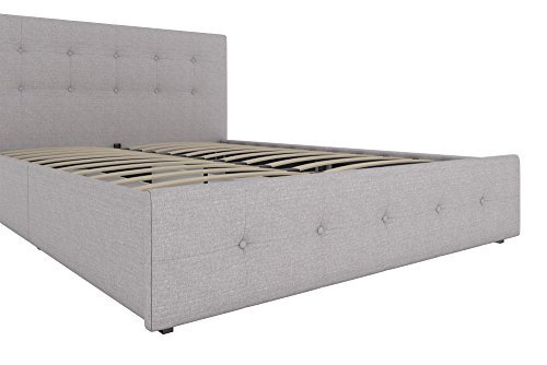 DHP Rose Upholstered Platform Bed with Underbed Storage Drawers and Button Tufted Headboard and Footboard, No Box Spring Needed, Full, Gray Linen