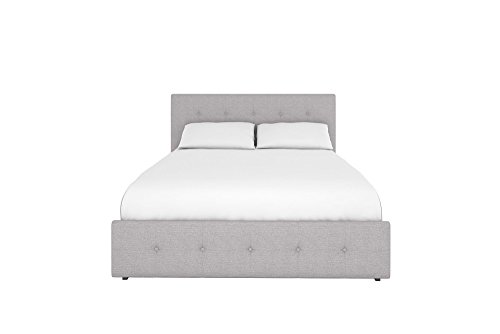 DHP Rose Upholstered Platform Bed with Underbed Storage Drawers and Button Tufted Headboard and Footboard, No Box Spring Needed, Full, Gray Linen