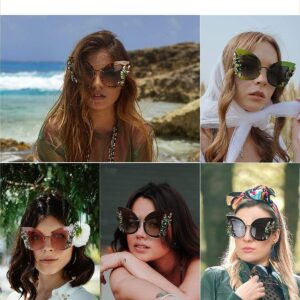 Slocyclub Jeweled Sunglasses, Funky Butterfly Shaped Sunglasses, Oversized Rhinestone Sunglasses for Women with UV400 Protection