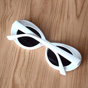 JUSLINK Bold Retro Oval Mod Thick Frame Sunglasses Round Lens Clout Oval Goggles White