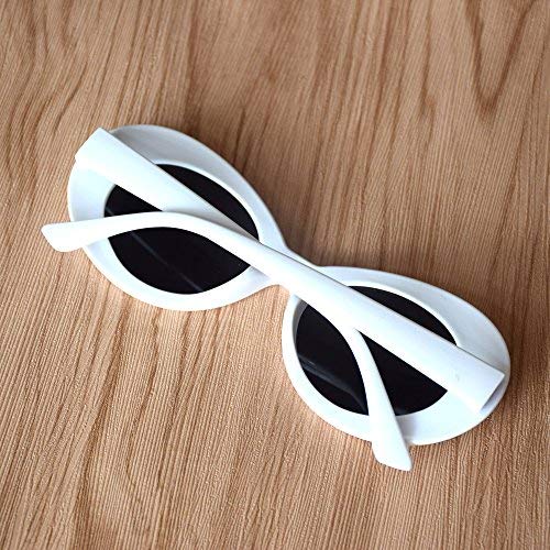 JUSLINK Bold Retro Oval Mod Thick Frame Sunglasses Round Lens Clout Oval Goggles White