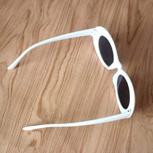 JUSLINK Bold Retro Oval Mod Thick Frame Sunglasses Round Lens Clout Oval Goggles White