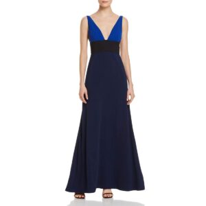 jill jill stuart women's tri-tone gown, china blue/black/midnight blue, 0