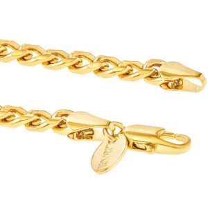 LIFETIME JEWELRY 5mm Cuban Link Chain Bracelet for Men & Women 24k Gold Plated, 7 Inches