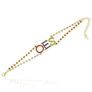 order of the eastern star "oes" sparkling crystal bracelet (gold toned)