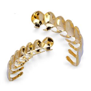 18K Gold Plated Hip Hop Diamond Cut Rugged 8 Teeth TOP and Bottom Grillz Set (Gold&Silver)