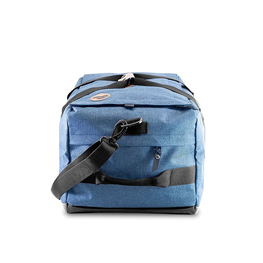 Skunk Hybrid Backpack/Duffle Navy Denim - Smell Proof - Weather Resistant- With Combo Lock US PATENT NUMBER D819327