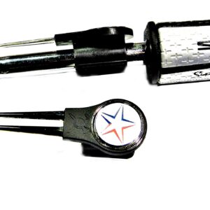 Putter Mounted Divot Tool and Ball Marker - RED/Blue Star