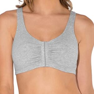 Fruit of the Loom womens Front Close Builtup 3-pack (One Set Pads) Sports Bra, Black/White/Heather Grey 3-pack, 42 US