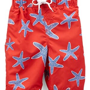 Kanu Surf Boys' Reflection Quick Dry UPF 50+ Beach Swim Trunk, Starfish Red, 10/12