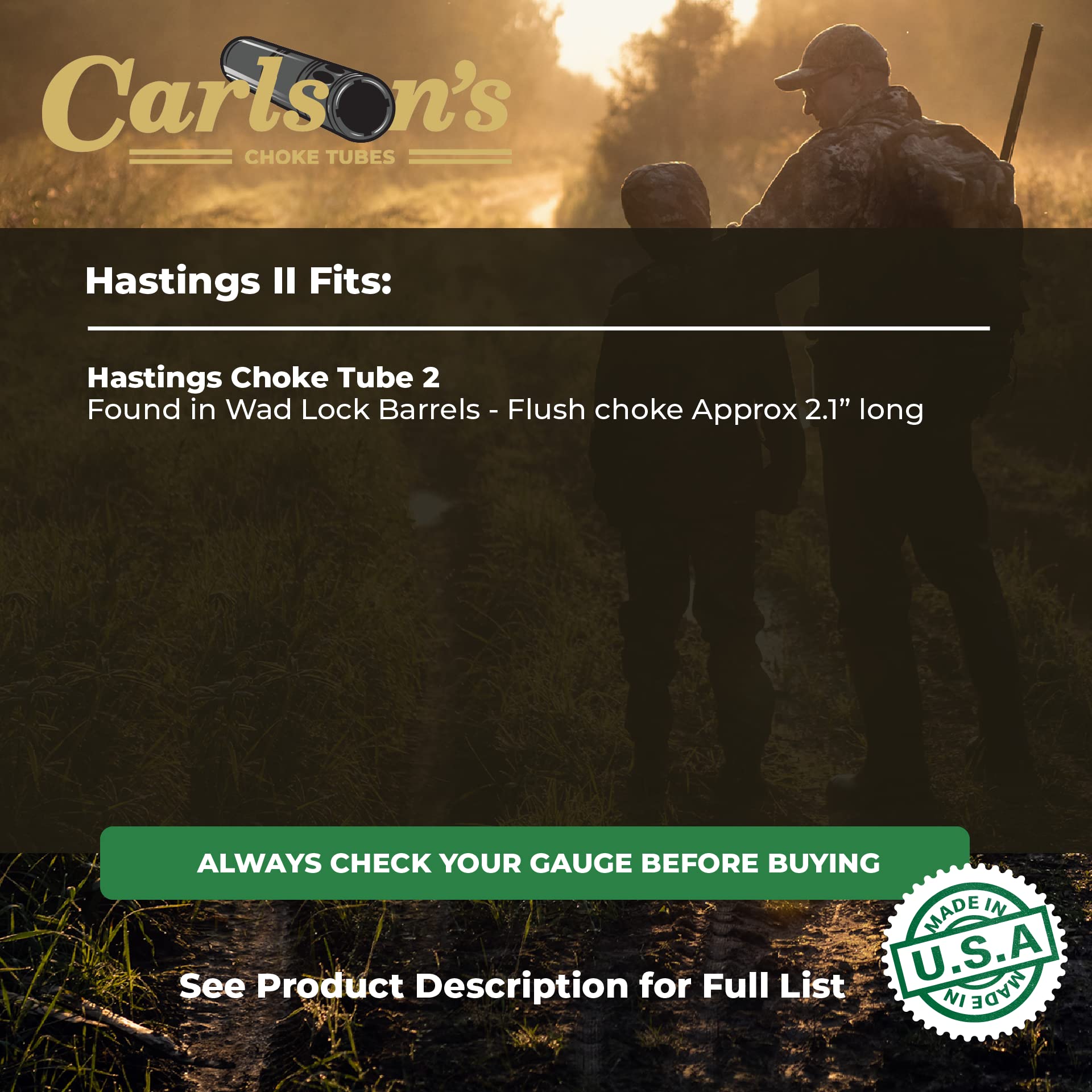 Carlsons Choke Tubes 12 Gauge for Hastings II [ Turkey | 0.660 Diameter ] Stainless Steel | Extended Turkey Choke Tube | Made in USA