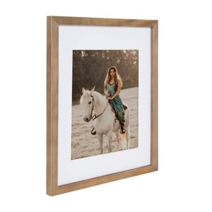 DesignOvation Gallery Wood Photo Frame Set for Customizable Wall Display, Rustic Brown 11x14 matted to 8x10, Pack of 4