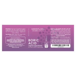 Seroflora Boric Acid Vaginal Suppositories 600 mg 28 Capsules - Boric Acid Pills for Women - Vaginal Health pH Balance for Women - Supports Vaginal Odor Control