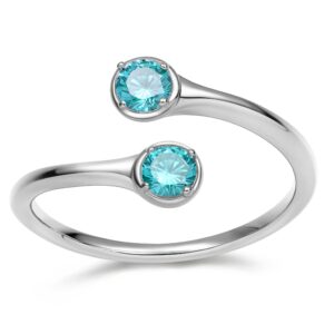 EAMTI Wrap Adjustable 925 Sterling Silver Aquamarine Cubic Zirconia March Birthstone Wedding Engagement Ring