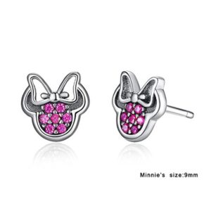 Mouse Stud Earrrings 925 Silver Sparkling Mini Mouse with Fashion Cubic Zirconia for Women Birthday Gift