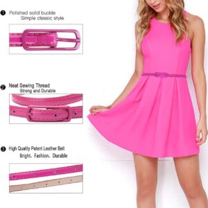 Selighting Women's Solid Color Faux Leather Skinny Belts for Dresses (One Size, Rose)