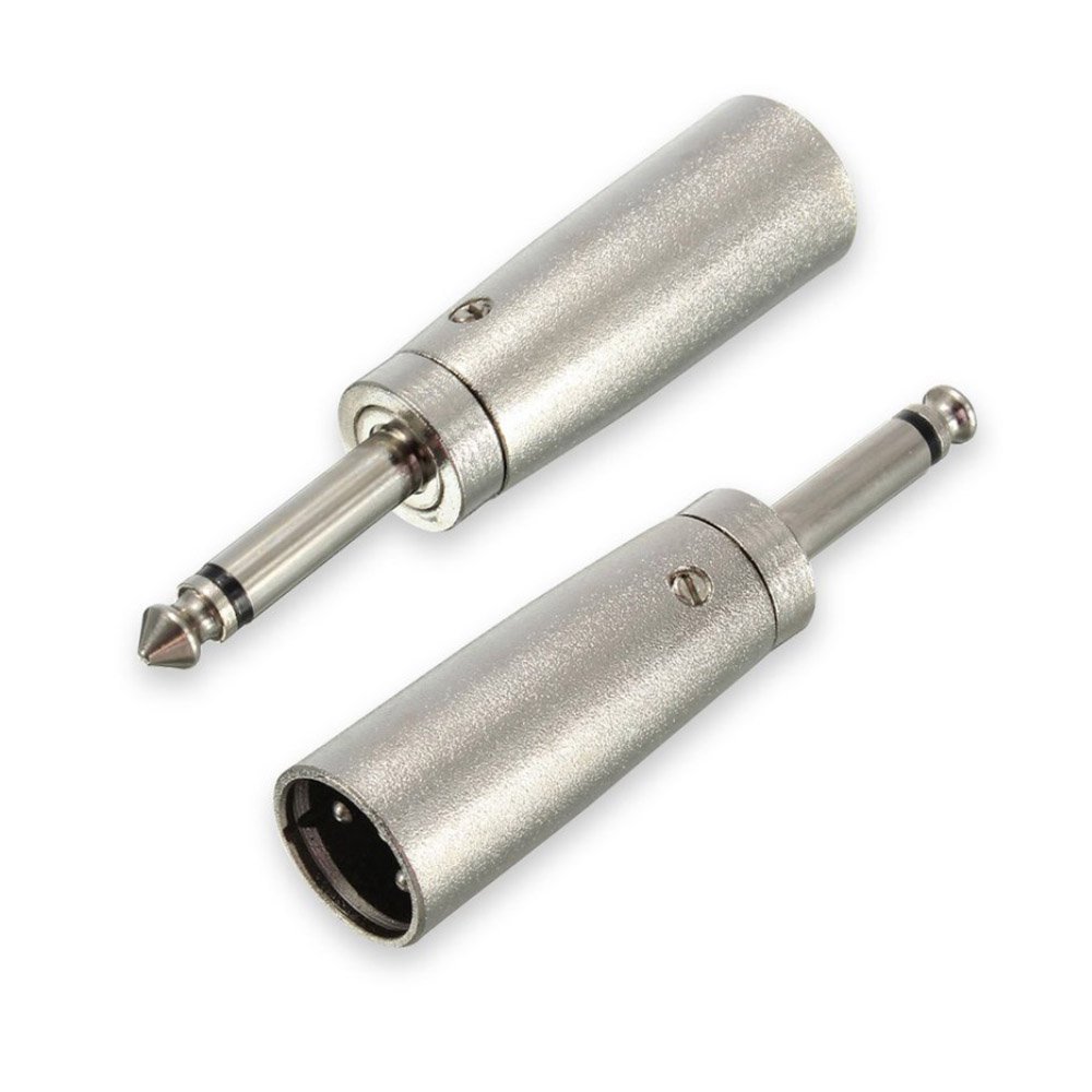 HTTX XLR to 6.35mm Adapter, Mono 1/4" 6.35mm Male to XLR Male Connector Professional Metal Construction Mic Jack Plug Converter (2-Pack)