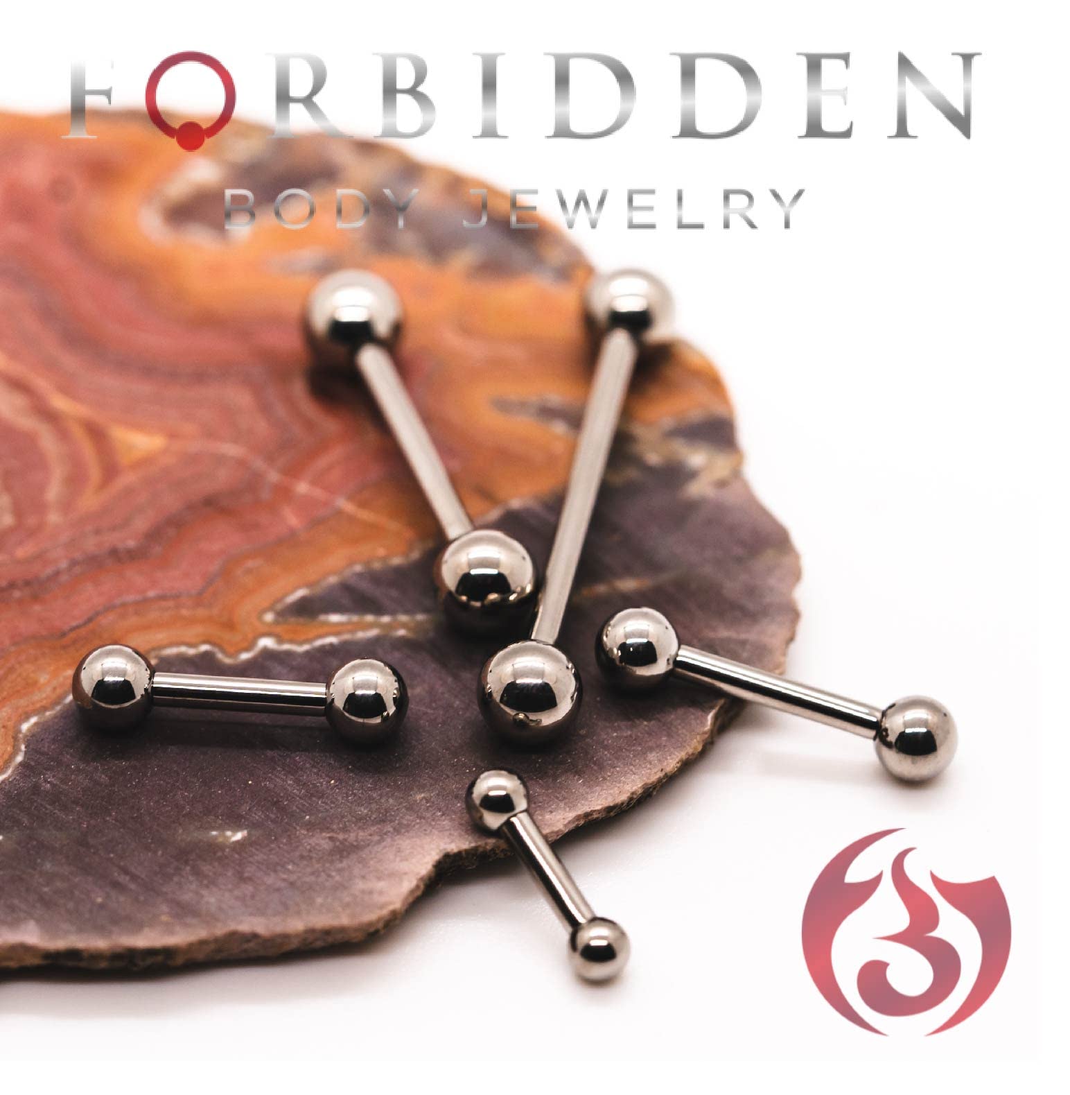 Forbidden Body Jewelry 16g 10mm Internally Threaded Titanium Straight Barbell Body Piercing, 3mm Balls