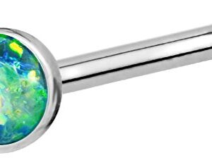 Forbidden Body Jewelry 20g 6mm Surgical Steel Synthetic Green Opal Top Nose Stud