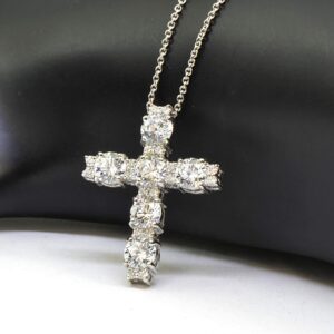 B. BRILLIANT Cross Necklace for Women | Sterling Silver Necklace Round-cut AAA Cubic Zirconia Big Large CZ Crosses for Women with Gift Box